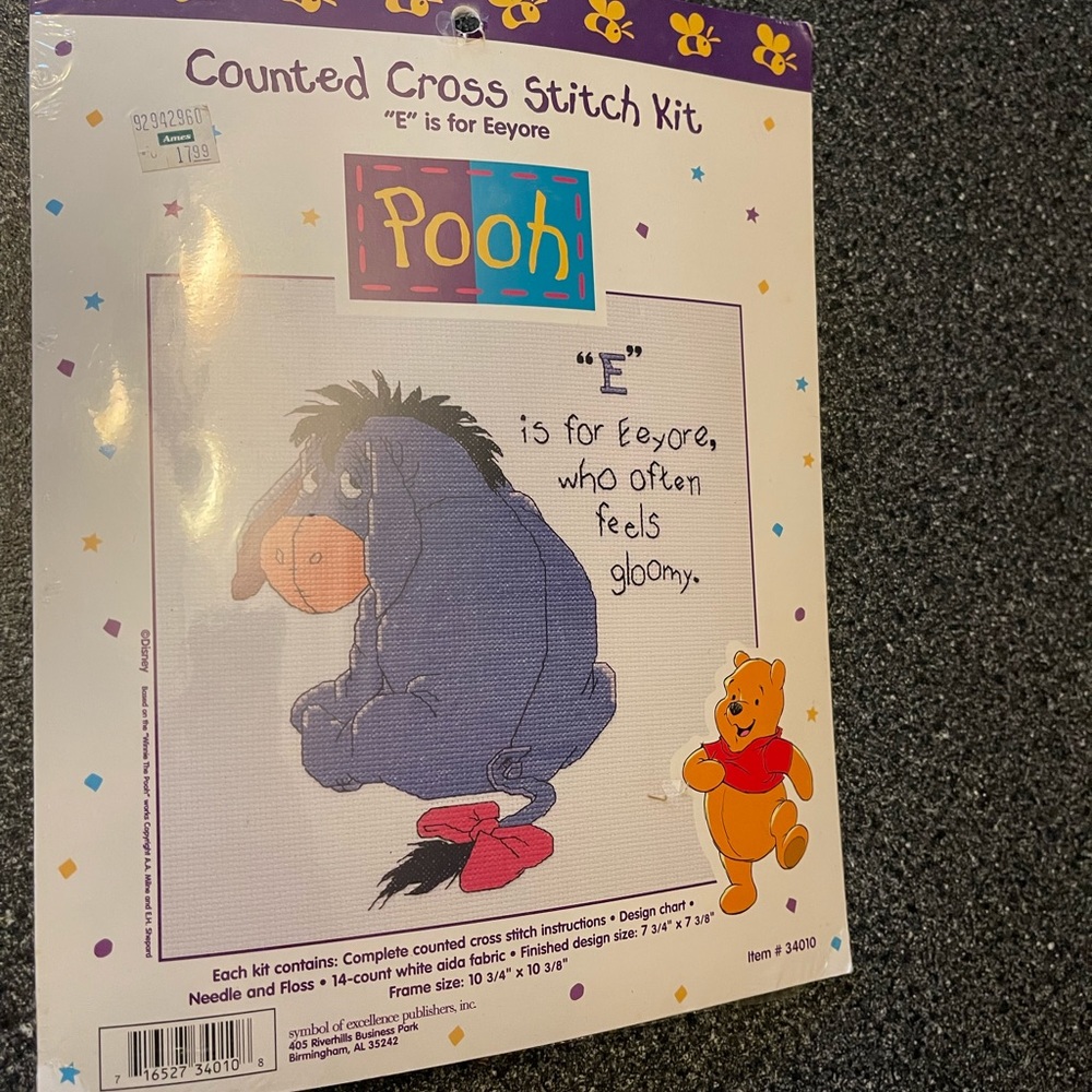 Disney E is for eeyore Counted Cross stitch kit